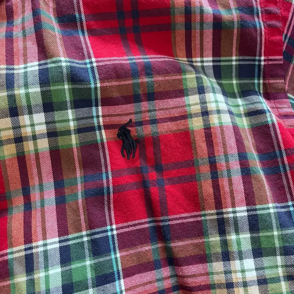 Ralph Lauren Boy’s LG Red Green Blue Plaid Long Sleeve Button Down Shirt